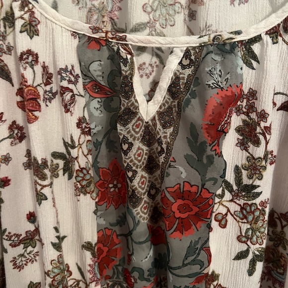 Style & Co Floral Flowy Boho Tunic Peasant Top size M Beachy - Picture 7 of 8